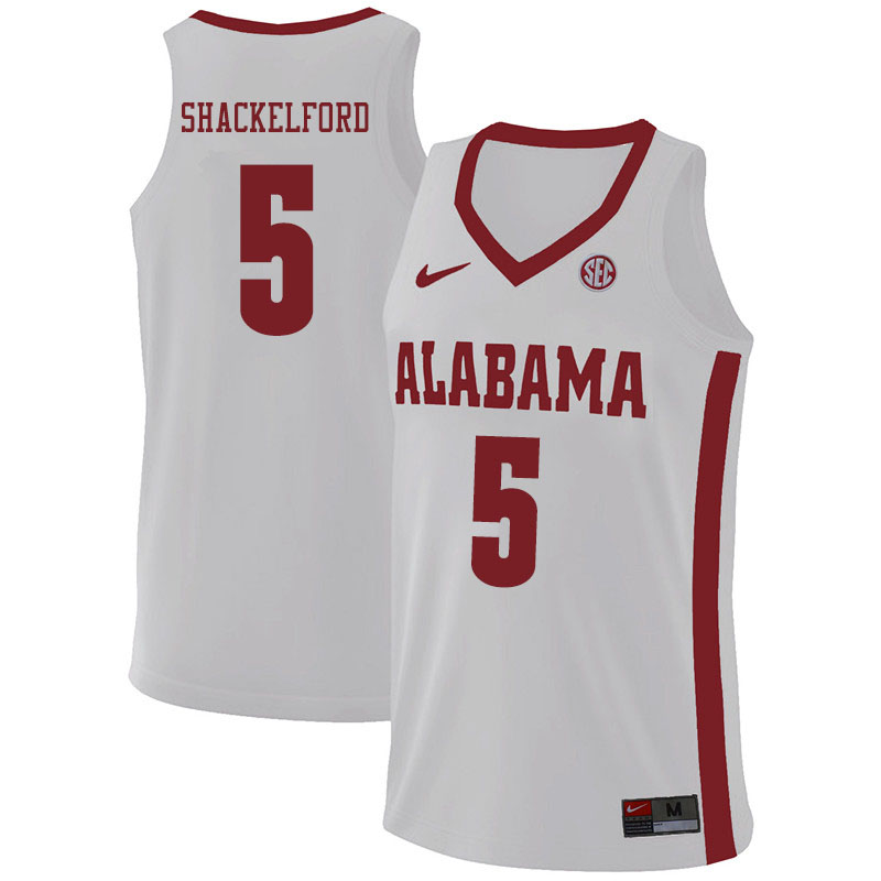 Men #5 Jaden Shackelford Alabama Crimson Tide College Basketball Jerseys Sale-White